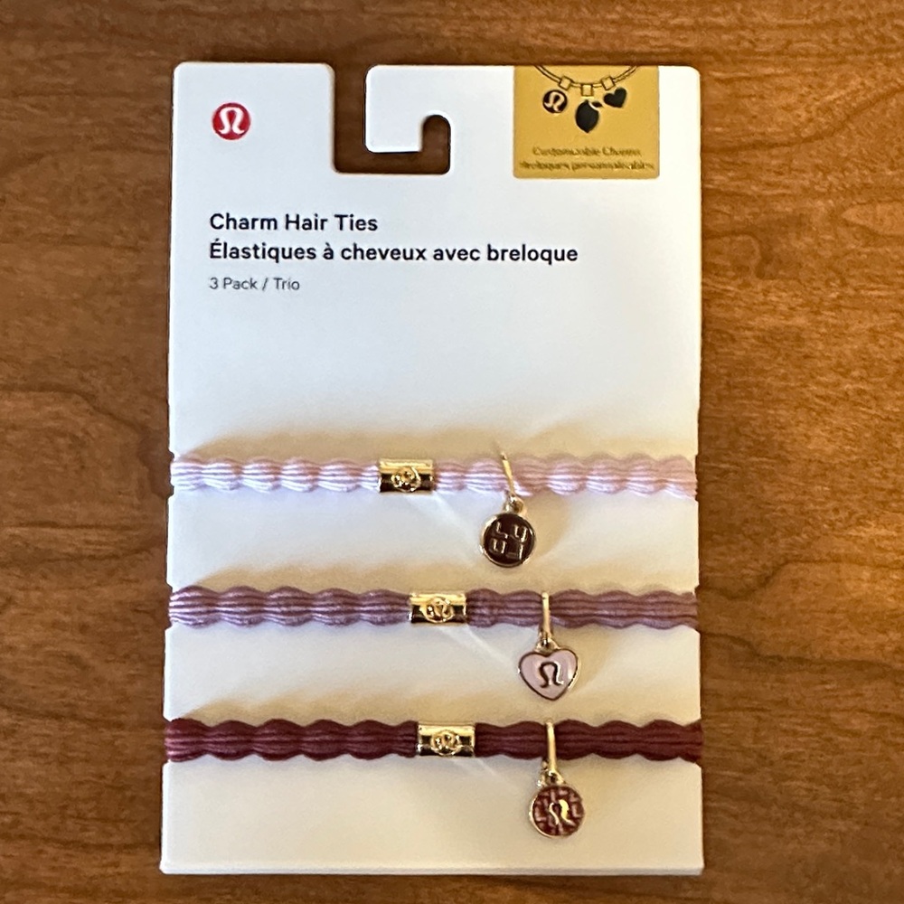 Lululemon Charm Hair Ties - Pink & Mauve 3-Pack